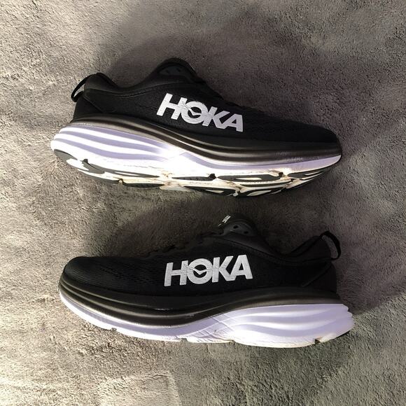 Hoka One One Men's Bondi 8 Black/White Running Shoes 1127952 BWHT Size 10 B - Picture 3 of 12